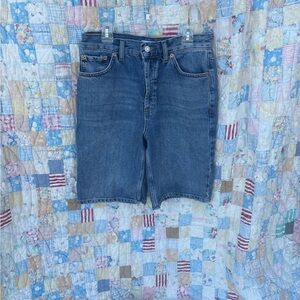 Topshop Dark Blue Denim Bermuda Shorts